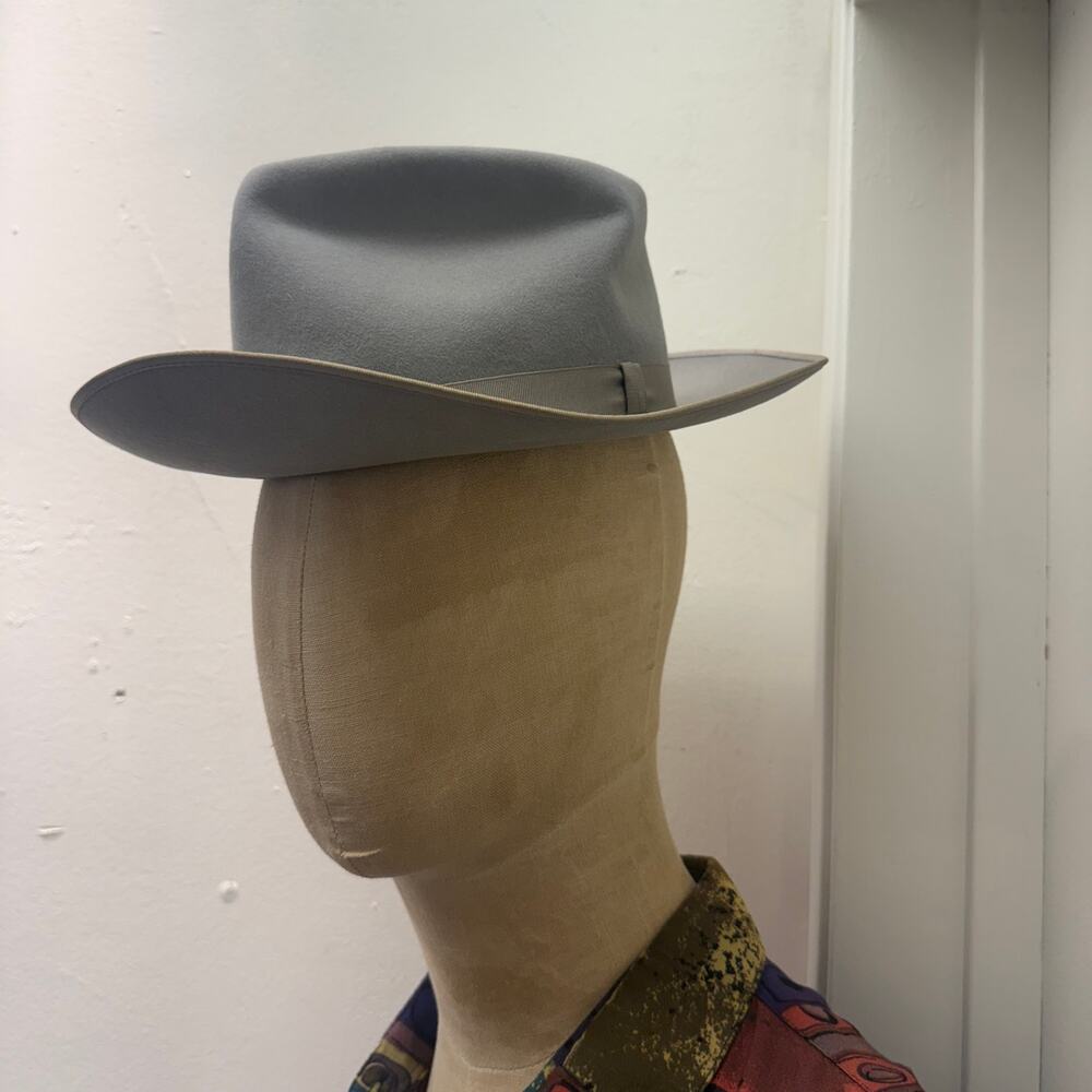 Vintage 6-7/8 Lee Stratoliner Western Style Fedora Grey Adventure Water Repel